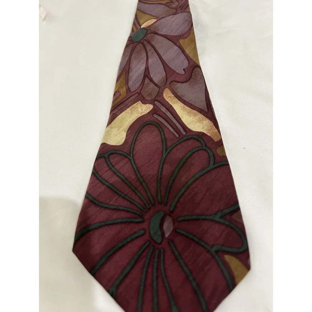 Emoda Mens Neck Tie Floral Burgundy